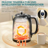 HOMCOM Wasserkocher- und Toaster-Set, LED-Anzeige, 1,7 Liter, 2200W, Retro-Design, Memory-Funktion, Schwarz(m-5)