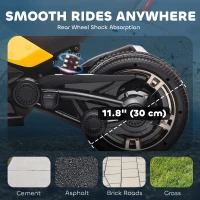 AIYAPLAY 12V Kids Electric Ride On Car with 3 Wheeler, MP3 Player, Horn, 2 Speeds, LED Lights for Boys & Girls Ages 3-8, Yellow(m-6)