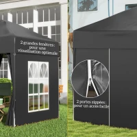Outsunny Tonnelle de jardin extérieure tonnelle pliante pop-up réglable en hauteur protection UV 2 x 2 m noir(m-7)