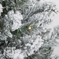 HOMCOM Brad de Crăciun Înzăpezit cu 263 de Crengi și Lumini LED Albe, Brad Artificial din Plastic, Ø45x150 cm, Verde(m-9)