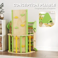 AIYAPLAY Triangle d'escalade enfants 8 en 1 avec rampe double face, arc d'escalade en bois avec toboggan & échelle, vert(m-7)
