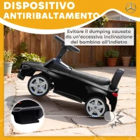 AIYAPLAY Macchina per Bambini Licenza Mercedes Benz con Clacson e Spazio Portaoggetti, 65x28x39 cm, Nero(m-5)
