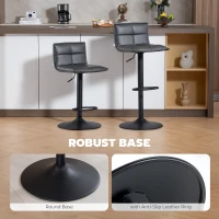 HOMCOM Set of Two Modern Faux Leather Bar Stools - Dark Grey(m-7)