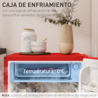 HOMCOM Nevera Pequeña con Congelador 91L Silenciosa Puerta Reversible Temperatura Regulable y Estantes Ajustables Rojo(m-5)