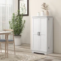 HOMCOM Buffet cuisine armoire de cuisine 5 niveaux avec portes et étagères réglables 60l x 40P x 120H cm grain de bois crème(m-10)
