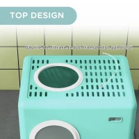 PawHut Litieră pentru Pisici cu Capac și Lopățică, Intrare Dublă și Tavă Detașabilă, 52x41x38.5 cm, Verde(m-6)