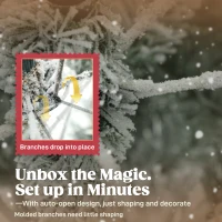 HOMCOM Brad de Crăciun Înzăpezit, cu Bază Metalică Pliabilă, 210cm(m-6)