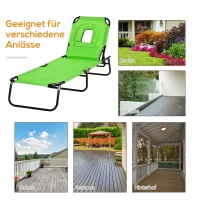 Outsunny Sonnenliege mit Gesichtsloch & Kissen, klappbar, wasserabweisender Bezug, Metallrahmen, Grün(m-5)
