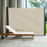 Outsunny Store latéral brise-vue rétractable 350 x 180 cm en aluminium protection solaire pour balcon, jardin, terrasse, beige(m-10)