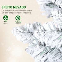 HOMCOM Árvore de Natal Estreita 180 cm Nevada com Luzes LED Bicolores 11 Modos de Iluminação 479 Ramos Suporte Metálico Verde(m-6)