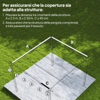 Outsunny Tettuccio di Ricambio per Gazebo da Giardino 3x3 m con 10 Fori, Copertura in Poliestere, Grigio(m-4)