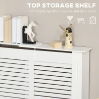 HOMCOM MDF Extendable Radiator Cover Cabinet Shelving Home Office Slatted Design White 139-208.5L x 20.5W x 82.5H cm(m-5)