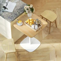 HOMCOM Small Dining Table Square Kitchen Table for 2 People Square Steel Base 60x60x75 cm Natural and White(m-4)