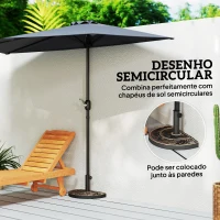 Outsunny Base para Chapéu de Sol de Resina em Forma Semicircular para Mastros de Ø3,8 cm e Ø4,8 cm Peso 9 kg 50x31x32 cm Bronze(m-5)