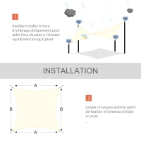 Outsunny Voile d'ombrage carrée 3x3m toile ombrage extérieur protection anti-UV, pour jardin terrasse extérieur patio piscine balcon, crème(m-6)