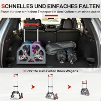 HOMCOM Faltbarer Treppensteiger-Trolley, 6-Rad-System, trägt 70 kg, Aluminium, Rot(m-7)