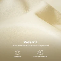 HOMCOM Poltrona da Salotto Moderna con Imbottitura Spessa, Tasca Laterale e Rivestimento in Finta Pelle, Beige(m-6)