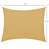 Outsunny Voile d'ombrage rectangulaire 3 x 4 m polyéthylène Haute densité Protection UV Avec sac de rangement - Coloris sable(m-3)