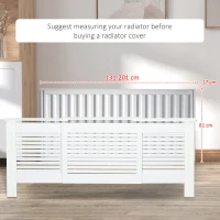 HOMCOM MDF Extendable Radiator Cover Cabinet Shelving Home Office Slatted Design White 139-208.5L x 20.5W x 82.5H cm(m-7)