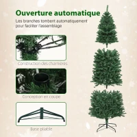 HOMCOM Sapin de Noël artificiel 180 cm, arbre de Noël, lumières LED synchronisées colorées et télécommande, 899 pointes, vert(m-8)
