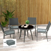 Outsunny Lot de 4 Coussins de chaise de jardin capitonné Rembourrage 4 cm Tissu Polyester dim. 43L x 41l cm Gris(m-10)