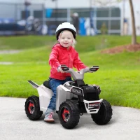 HOMCOM Quad Eléctrico para Niños 6V Quad para Niños de 18-36 Meses con Avance y Retroceso Velocidad de 2,5 km/h Blanco(m-2)