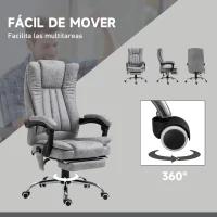 Vinsetto Silla de Oficina con 6 Puntos de Masaje Ajustable con Función de Calefacción Reposapiés Retráctil y Control Remoto Gris(m-5)