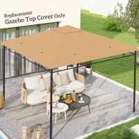Outsunny 3 x 3 m Gazebo Canopy Replacement Cover, Garden Gazebo Roof Replacement with Drain Holes, TOP COVER ONLY, Beige(m-2)