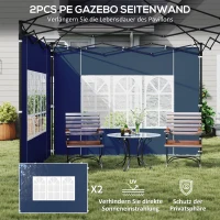 Outsunny Set van 2 zijwanden voor paviljoen 3x3 3x6 waterdicht zijpanelen met raam Blauw(m-4)