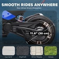 AIYAPLAY 12V Kids Electric Ride On Car with 3 Wheeler, MP3 Player, Horn, 2 Speeds, LED Lights for Boys & Girls Ages 3-8, Blue(m-6)