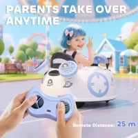 AIYAPLAY Hello Kitty Kids Ride on Bumper Car with Remote Control, Two Joysticks, Music, Lights, Safety Belt, White(m-5)