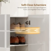 HOMCOM Schuhschrank mit 10 Regalen für 25-30 Schuh-Paare, Lüftungslöcher, Soft-Close-Türen, Holz, Weiß(m-6)