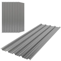 Outsunny Set of 12 Corrugated Steel Roof Sheet Panels - Light Grey(m-10)