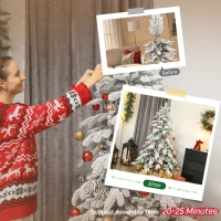 HOMCOM 6ft Super Flocked Christmas Tree - Green/White(m-7)