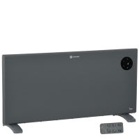 HOMCOM 2000W Electric Convector Heater, Freestanding or Wall Mounted, Space Heater with Adjustable Thermostat, Timer, Grey