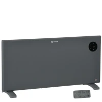 HOMCOM 2000W Electric Convector Heater, Freestanding or Wall Mounted, Space Heater with Adjustable Thermostat, Timer, Grey(m-1)