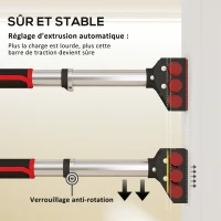 SPORTNOW Barre de traction pour porte, barre de musculation pour cadres de porte sans vis - longueur ajustable (92-124cm)(m-7)