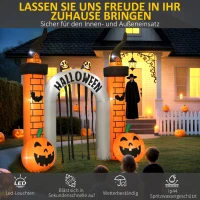 Outsunny Aufblasbarer Halloween-Torbogen, Kürbis-Design, LEDs, Heringe, Polyester(m-4)
