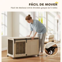 PawHut Móvel Gaiola para Cães com Rodas 2 Portas com Fecho para Cães Médios e Grandes 100x56x65 cm Carvalho(m-5)