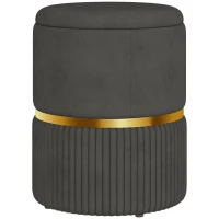HOMCOM Velvet-Feel Storage Ottoman - Grey(m-10)