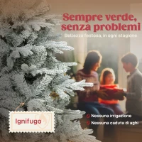 HOMCOM Albero di Natale Innevato Alto 210 cm con Rami Realistici e Base in Metallo Pieghevole(m-4)