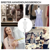HOMCOM Mannequin-Torso, Kleiderpuppe, Schaufensterpuppe, Schaumstoff, Holz, Metall, Weiß(m-6)