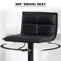 HOMCOM Set of Two Modern Faux Leather Bar Stools - Black(m-6)