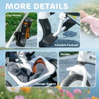 HOMCOM Tricycle Enfants Pare-Soleil Pliable Canne Amovible Benne Rangement 105 x 47 x 98 cm Acier Blanc et Noir(m-8)