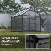 Outsunny Gewächshaus Aluminium 3,65m² 190x192x201cm mit Fundament Dachfenster Schiebetür 4 mm Platten, UV-beständig(m-7)