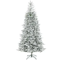 HOMCOM Albero di Natale Innevato Alto 210 cm con Rami Realistici e Base in Metallo Pieghevole(m-10)