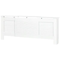 HOMCOM MDF Extendable Radiator Cover Cabinet Shelving Home Office Slatted Design White 139-208.5L x 20.5W x 82.5H cm(m-11)