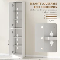 kleankin Armario para Baño Alto Mueble Columna de Baño con Espejo 2 Puertas y Estantes Ajustables Multiusos 32x28x162 cm Blanco(m-5)