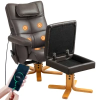 HOMCOM Faux Leather Massage Recliner Chair, with Storage Ottoman - Brown(m-10)