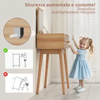 HOMCOM Tavolo da Trucco con Specchio a Luci LED e Spazio Contenitore in Legno, 100x40x87 cm(m-8)